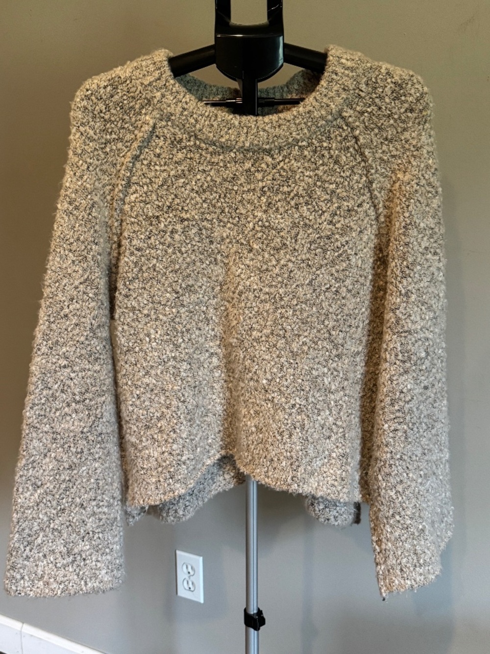 Free People BFF Cocoon Solid Crew Cozy Bouclé Crewneck